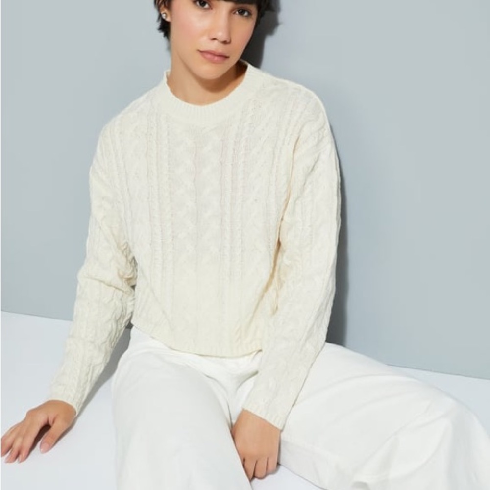 Men’s Heavyweight Bershka Fisherman Chunky Cable Knit Pullover Sweater Size L